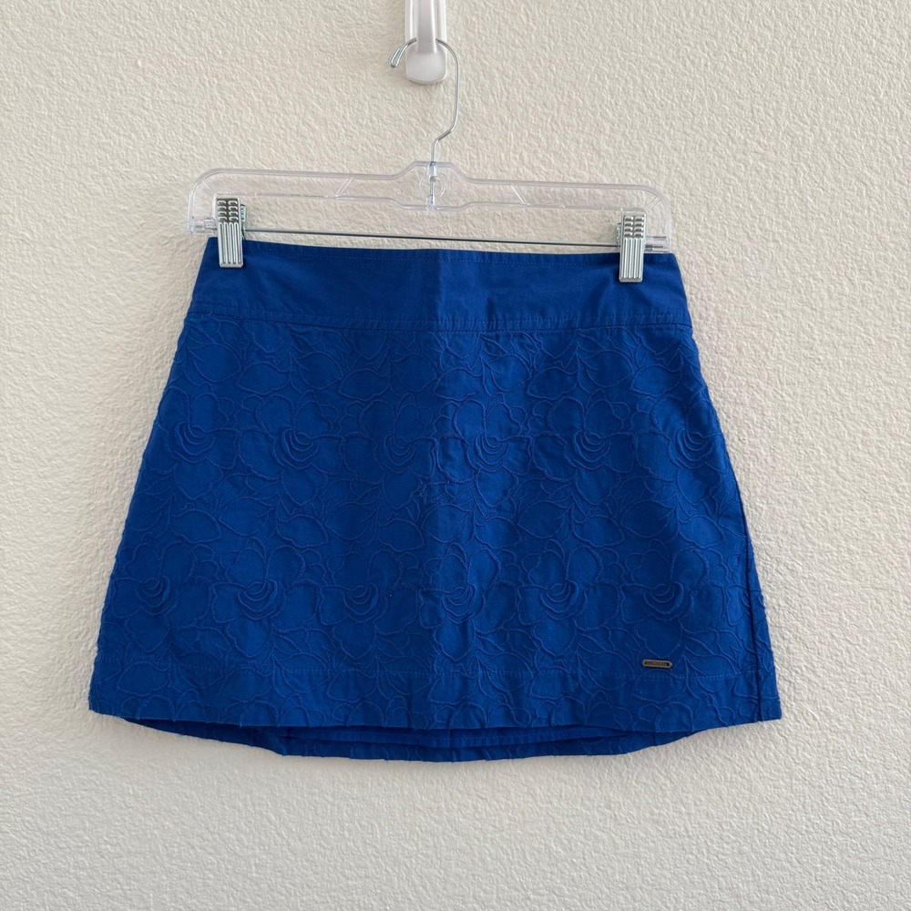 Hollister Cobalt Blue Floral Embroidered Mini Skirt A-Line NWT Medium